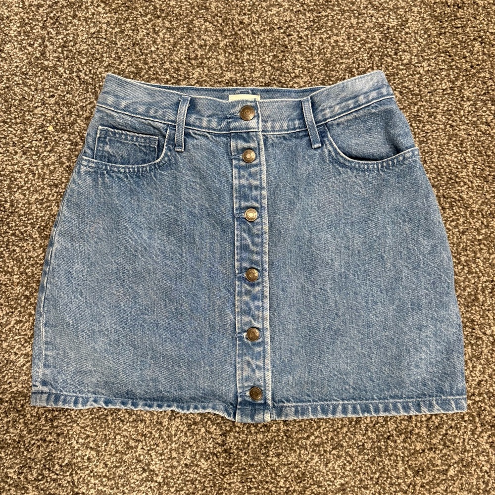 Aritzia Light Blue Button-Front Denim Mini Skirt